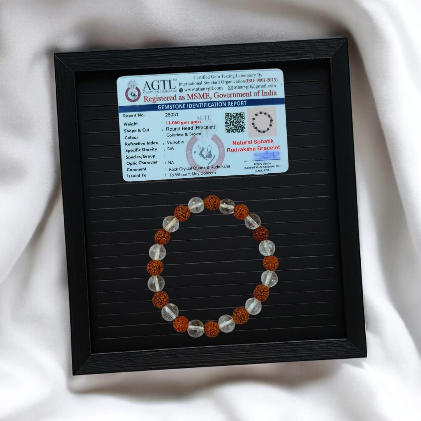 Clear Quartz+Rudraksh Bracelet