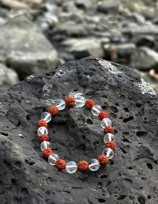 Clear Quartz+Rudraksh Bracelet